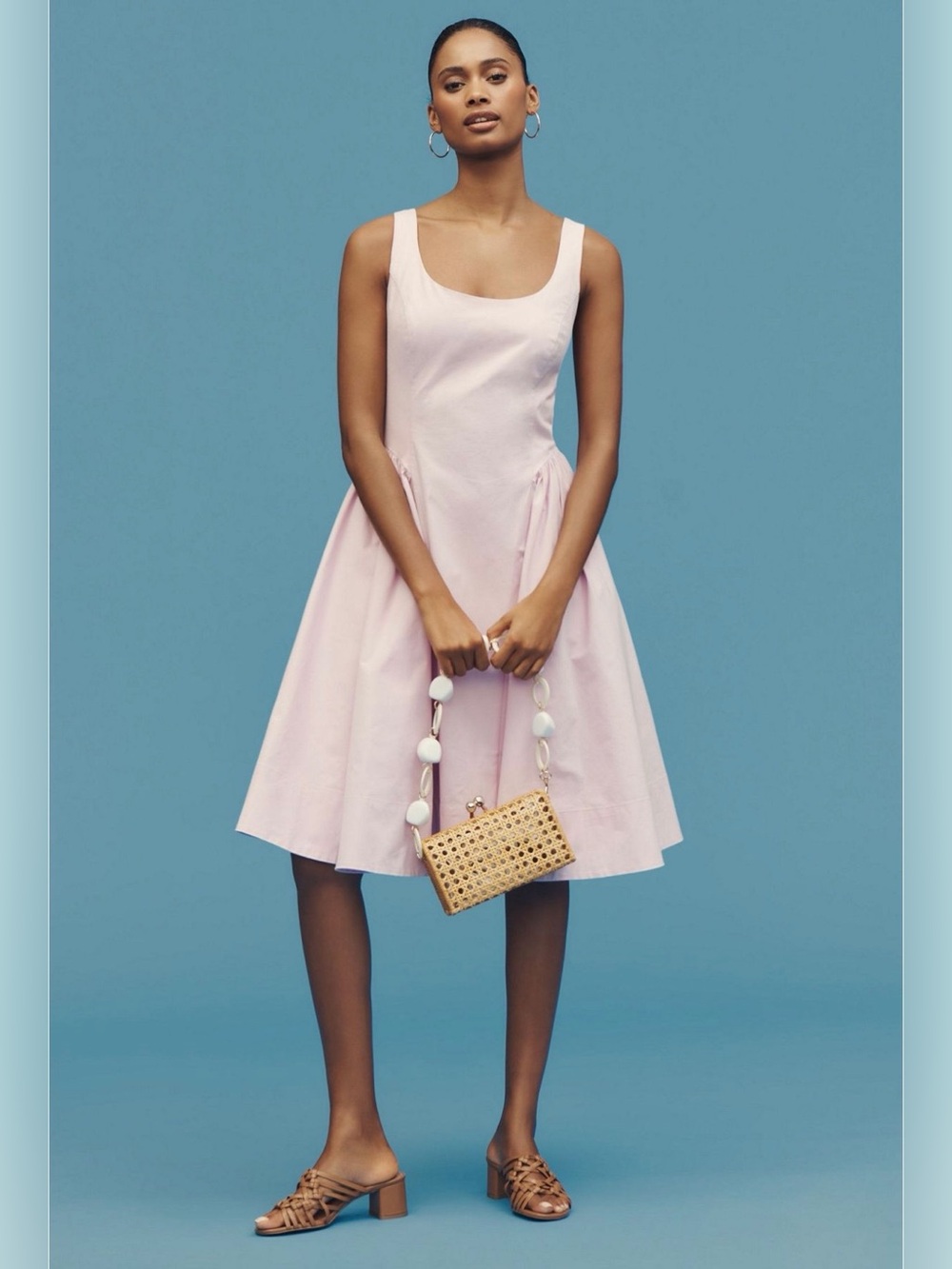 Anthropologie Sleeveless Scoop-Neck Basque-Waist Midi Dress